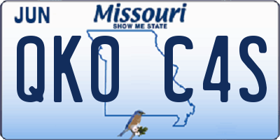MO license plate QK0C4S