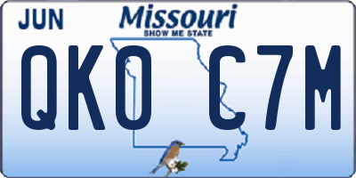 MO license plate QK0C7M
