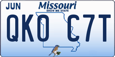 MO license plate QK0C7T