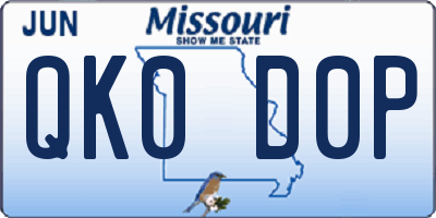 MO license plate QK0D0P