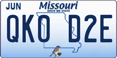 MO license plate QK0D2E