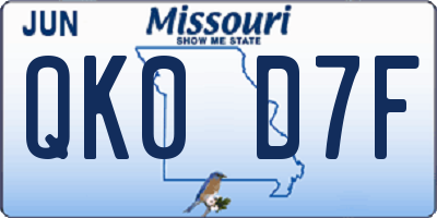 MO license plate QK0D7F