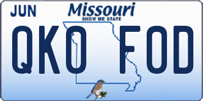 MO license plate QK0F0D