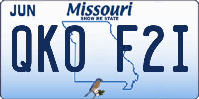 MO license plate QK0F2I