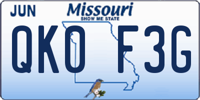 MO license plate QK0F3G