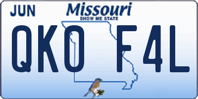 MO license plate QK0F4L