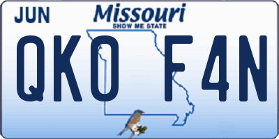 MO license plate QK0F4N