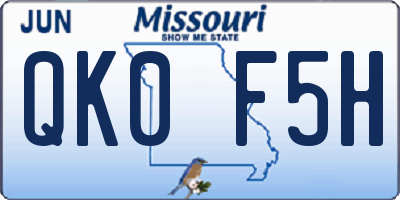 MO license plate QK0F5H