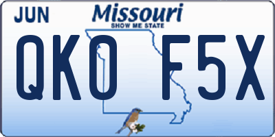MO license plate QK0F5X
