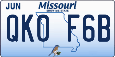 MO license plate QK0F6B