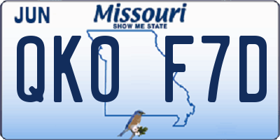 MO license plate QK0F7D