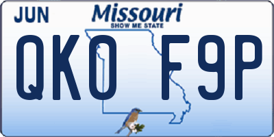MO license plate QK0F9P