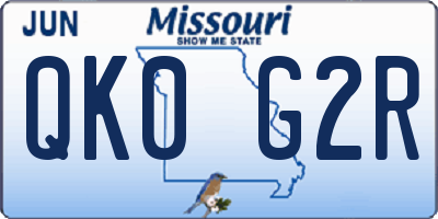 MO license plate QK0G2R