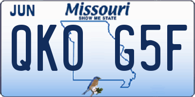 MO license plate QK0G5F