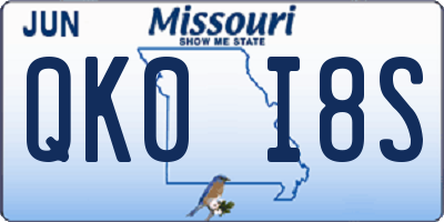 MO license plate QK0I8S