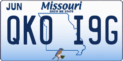MO license plate QK0I9G
