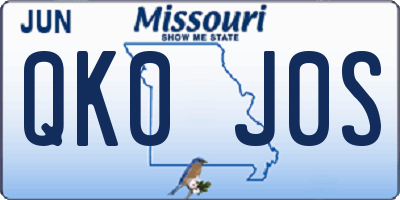 MO license plate QK0J0S