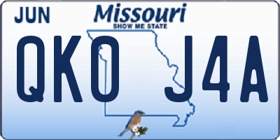 MO license plate QK0J4A