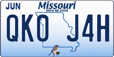 MO license plate QK0J4H