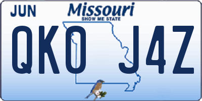 MO license plate QK0J4Z