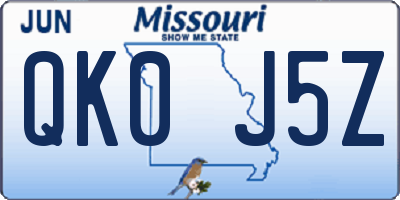 MO license plate QK0J5Z