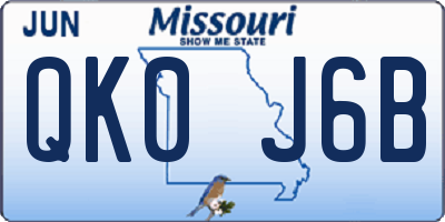 MO license plate QK0J6B