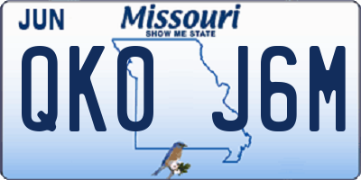 MO license plate QK0J6M