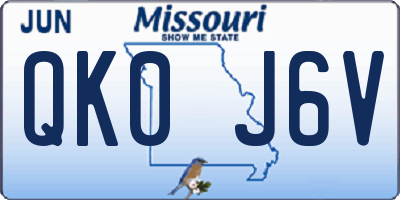 MO license plate QK0J6V