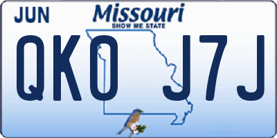 MO license plate QK0J7J