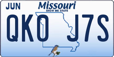 MO license plate QK0J7S