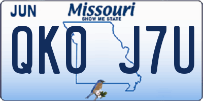 MO license plate QK0J7U