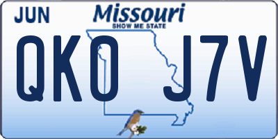 MO license plate QK0J7V
