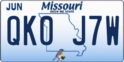 MO license plate QK0J7W