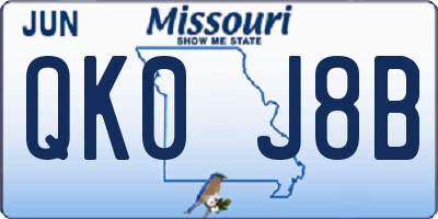 MO license plate QK0J8B