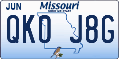 MO license plate QK0J8G