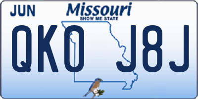 MO license plate QK0J8J