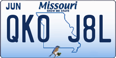 MO license plate QK0J8L
