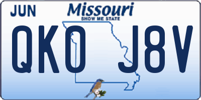 MO license plate QK0J8V