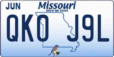 MO license plate QK0J9L