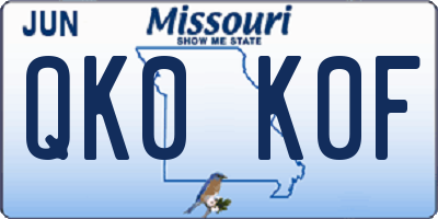 MO license plate QK0K0F