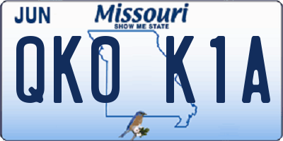 MO license plate QK0K1A