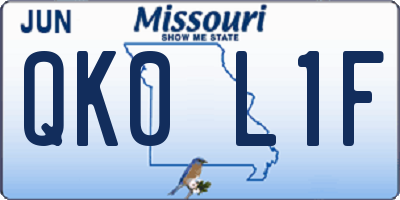 MO license plate QK0L1F