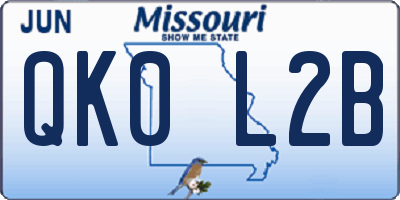 MO license plate QK0L2B
