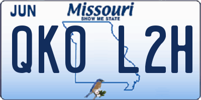 MO license plate QK0L2H