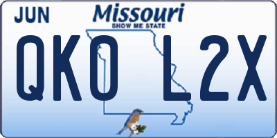 MO license plate QK0L2X