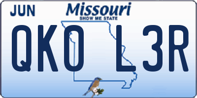 MO license plate QK0L3R