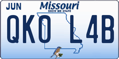 MO license plate QK0L4B