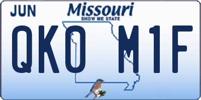 MO license plate QK0M1F