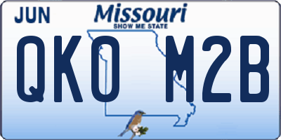 MO license plate QK0M2B