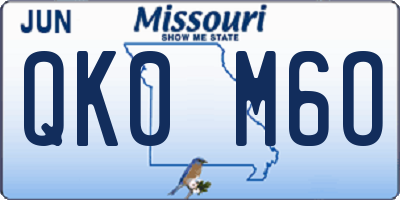 MO license plate QK0M6O